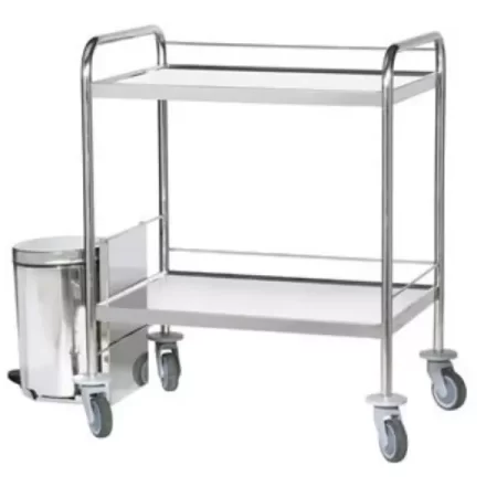 Guéridon 02 Etages En Inox Avec Seau A Pansements